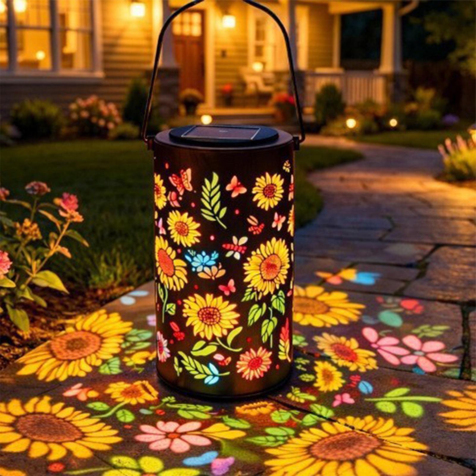 Outdoor Lighting Patio - Sunflower Solar Lantern Weatherproof Metal Colorful