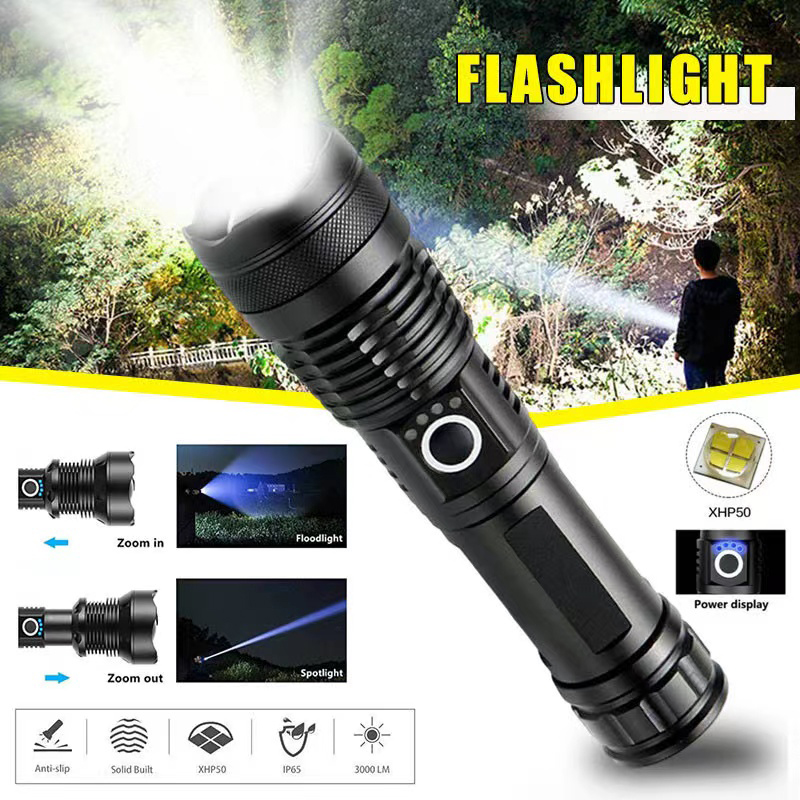Outdoor Lighting Globes - High Power XHP70 Led Flashlight USB-C