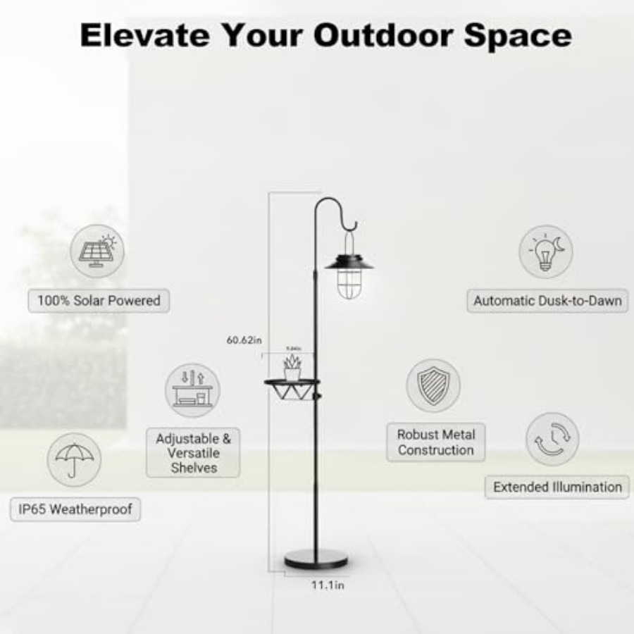 Solar Floor Lamp with Table, 6 - Outdoor Lighting Patio review and price