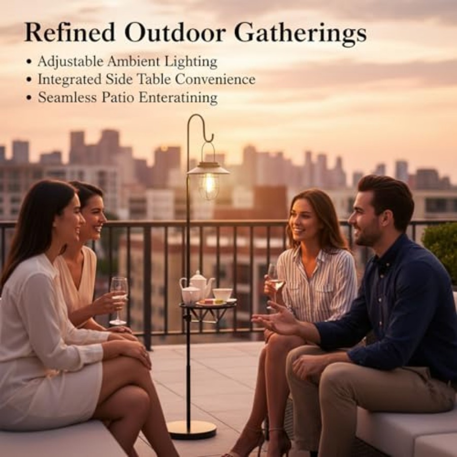 Solar Floor Lamp with Table, 6 - Outdoor Lighting Patio review and price