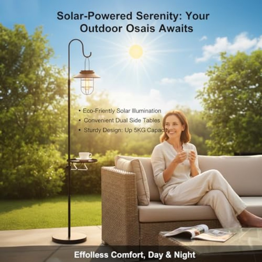 Solar Floor Lamp with Table, 6 - Outdoor Lighting Patio review and price