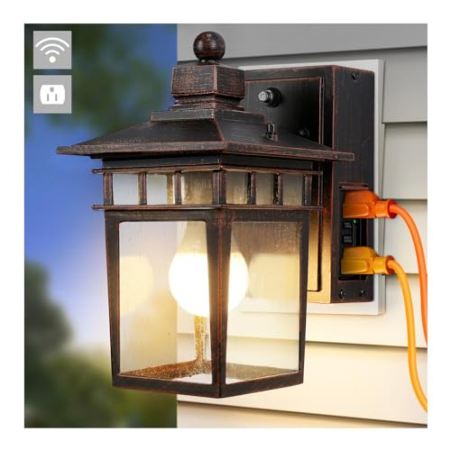 Outdoor Light with GFCI Outlet - Solar Wall Sconce review and price