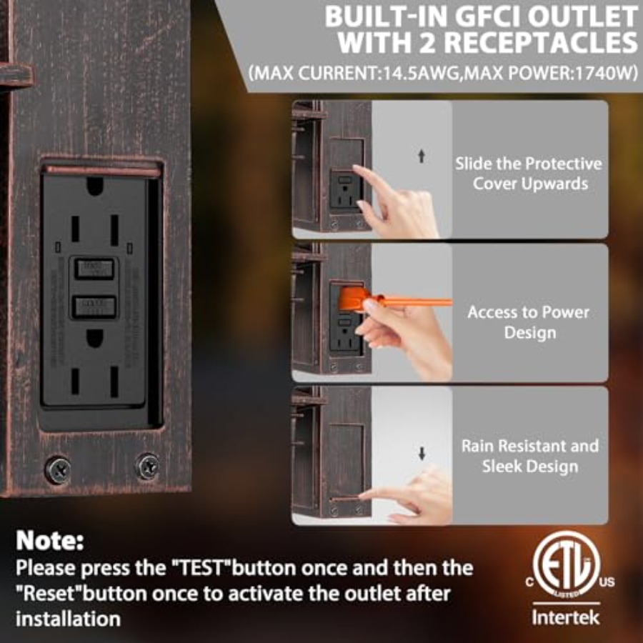 Outdoor Light with GFCI Outlet - Solar Wall Sconce review and price