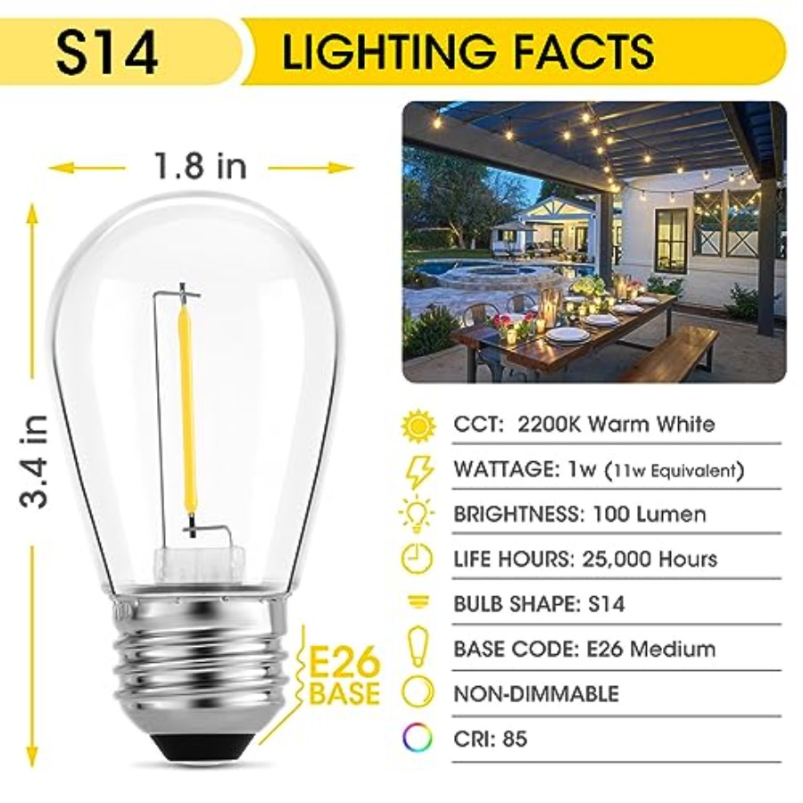 36 Pack S14 LED Bulbs for Outd - Outdoor Lighting Patio review and price