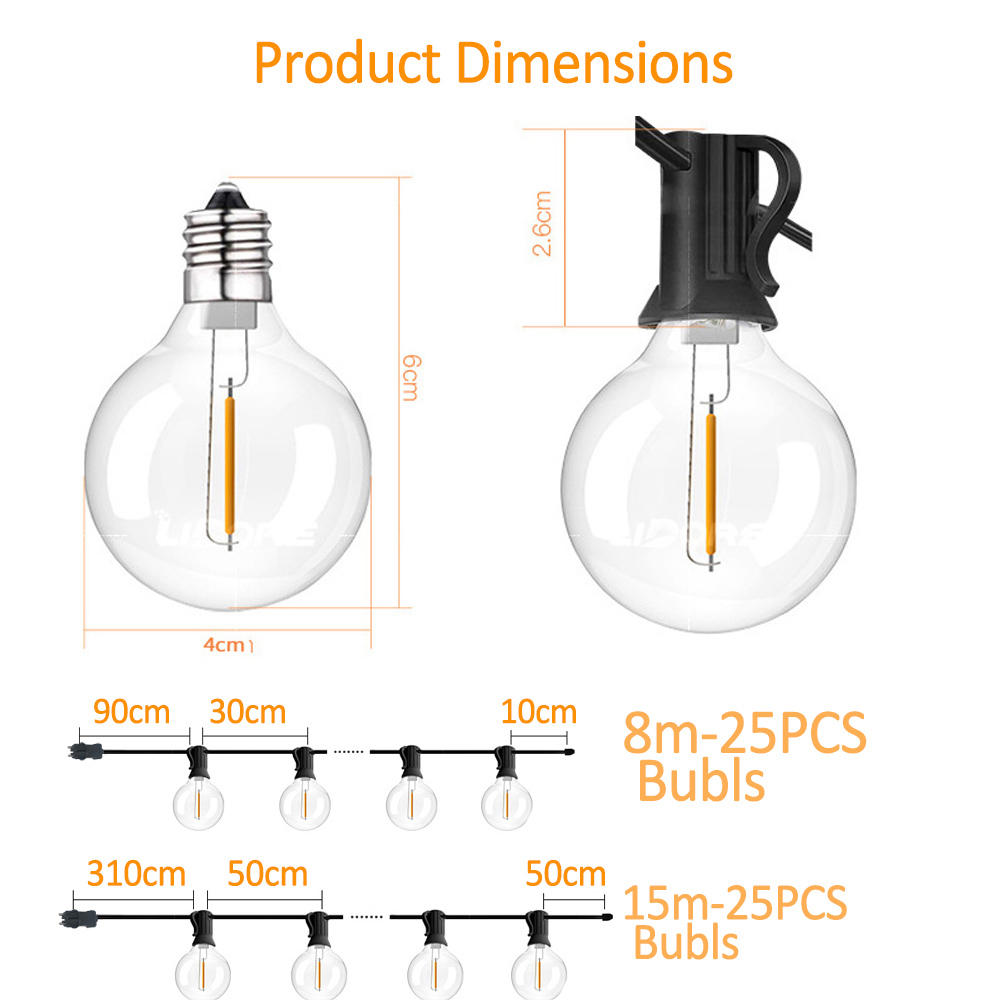 8M/15M G40 Globe String Lights - Outdoor Lighting Globes review and price