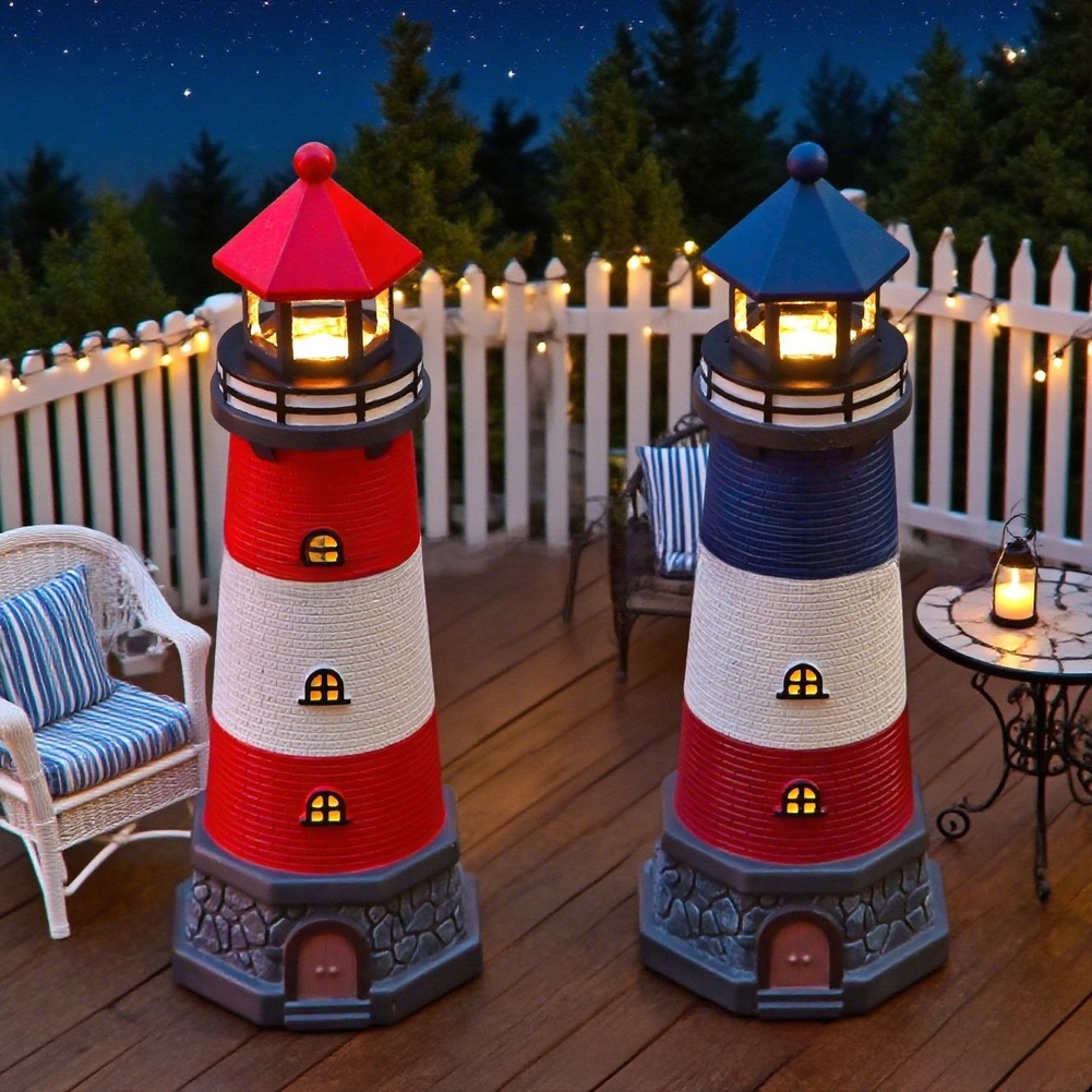 Blue Red Solar Powered Resin L - Outdoor Lighting Mediterranean Style review and price
